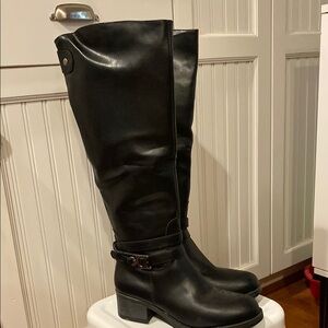 Black Leather Knee-High Boots